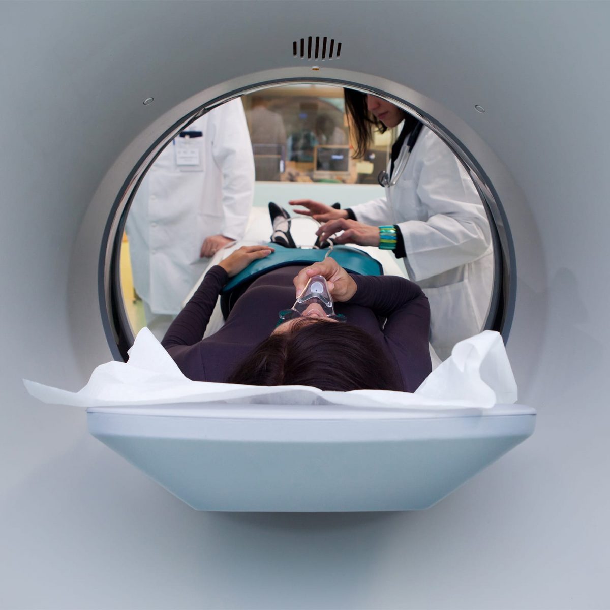 Woman in MRI machine